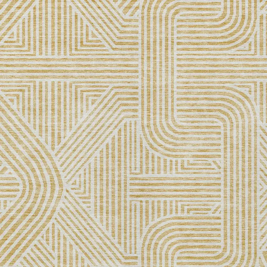 Gold And Beige Abstract Washable Indoor Outdoor Area Rug Photo 7