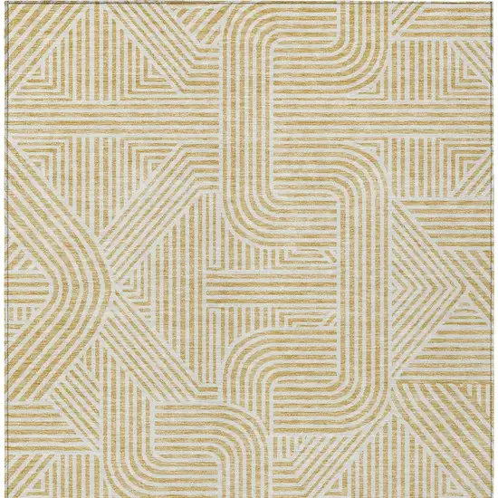 Gold And Beige Abstract Washable Indoor Outdoor Area Rug Photo 4