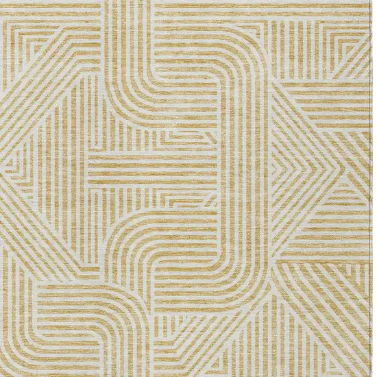 Gold And Beige Abstract Washable Indoor Outdoor Area Rug Photo 6