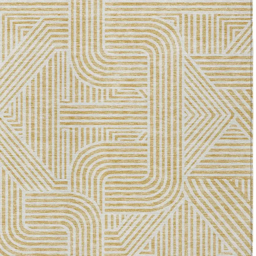 Gold And Beige Abstract Washable Indoor Outdoor Area Rug Photo 6