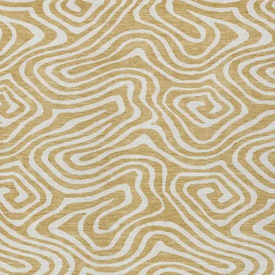 Gold And Beige Abstract Washable Indoor Outdoor Area Rug Photo 7