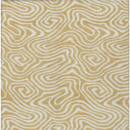 Gold And Beige Abstract Washable Indoor Outdoor Area Rug Photo 8