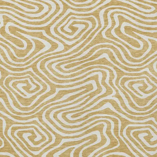 Gold And Beige Abstract Washable Indoor Outdoor Area Rug Photo 7