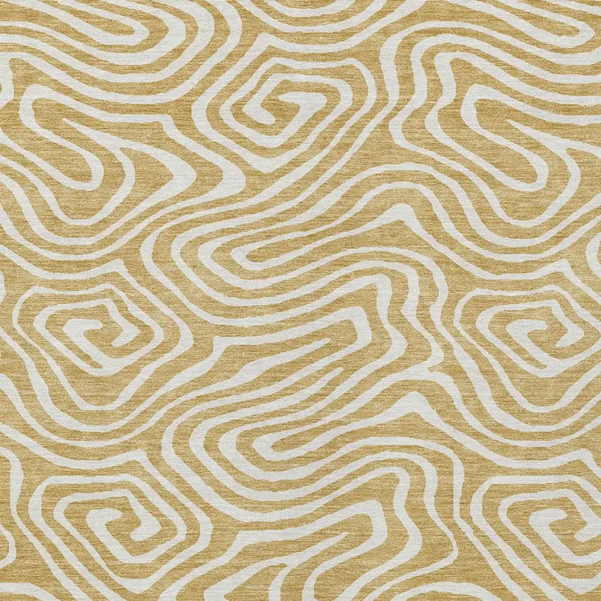 Gold And Beige Abstract Washable Indoor Outdoor Area Rug Photo 7