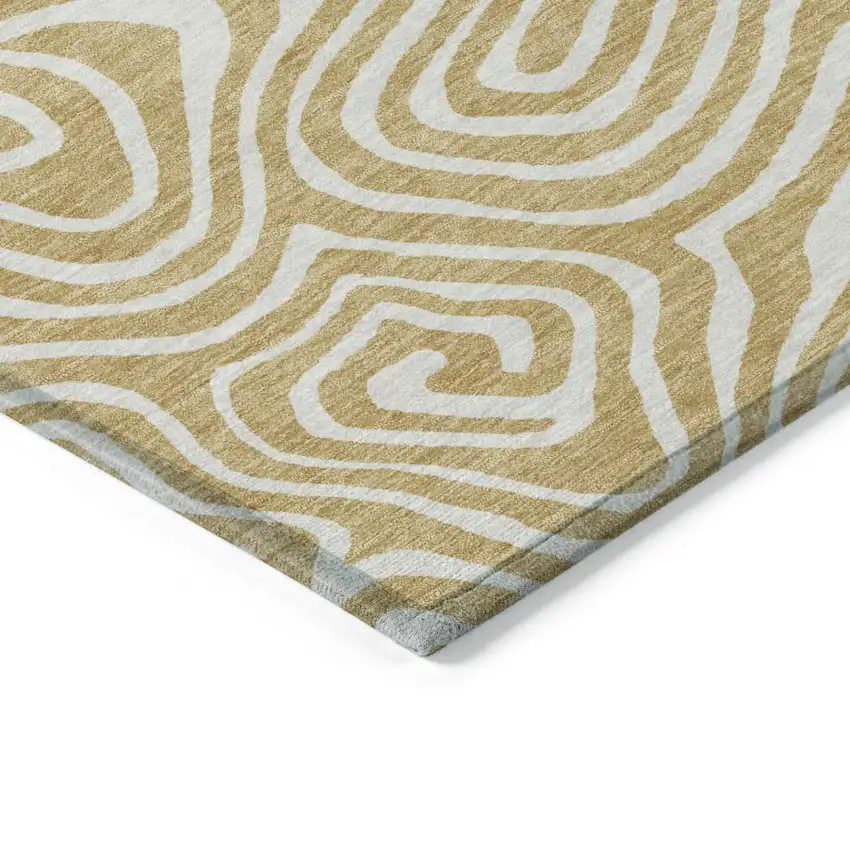 Gold And Beige Abstract Washable Indoor Outdoor Area Rug Photo 5