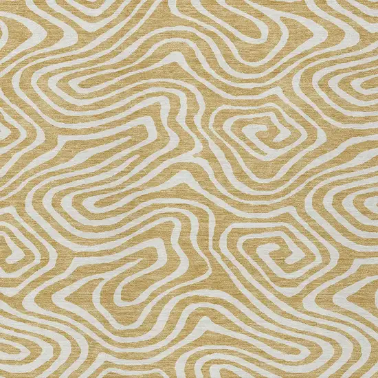 Gold And Beige Abstract Washable Indoor Outdoor Area Rug Photo 7