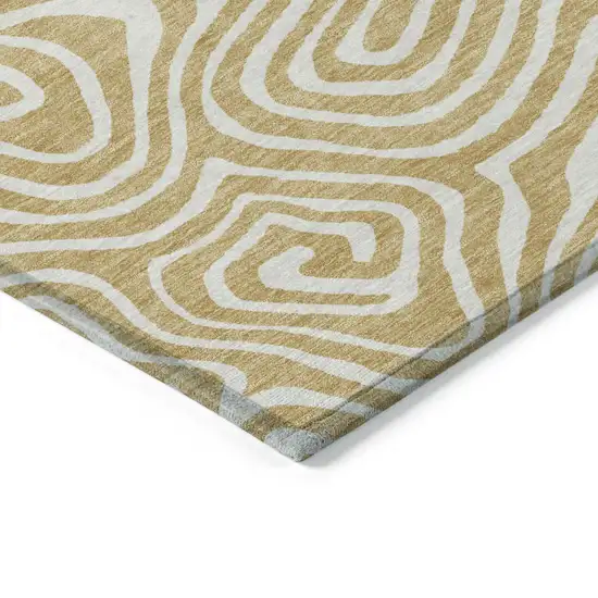 Gold And Beige Abstract Washable Indoor Outdoor Area Rug Photo 5