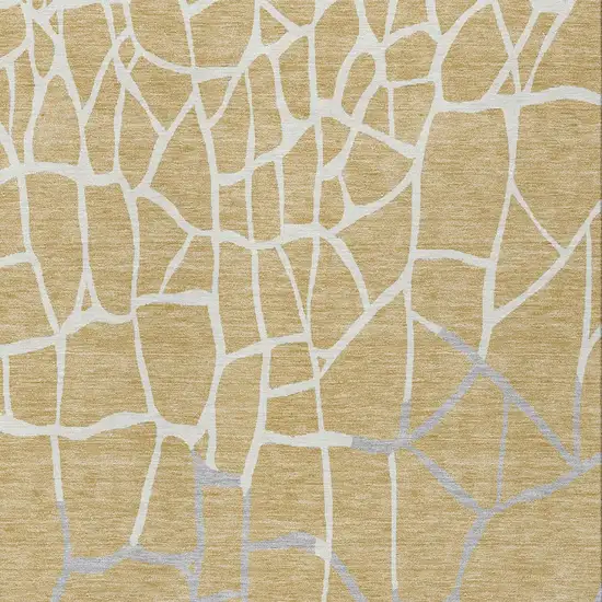 Gold And Beige Abstract Washable Indoor Outdoor Area Rug Photo 5