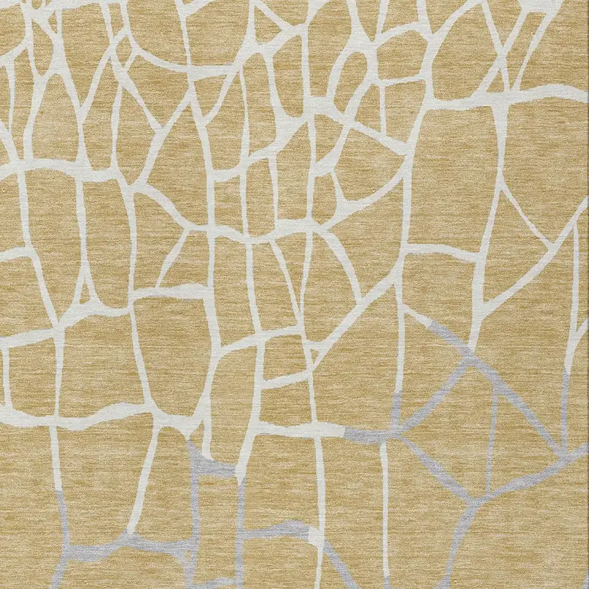 Gold And Beige Abstract Washable Indoor Outdoor Area Rug Photo 5