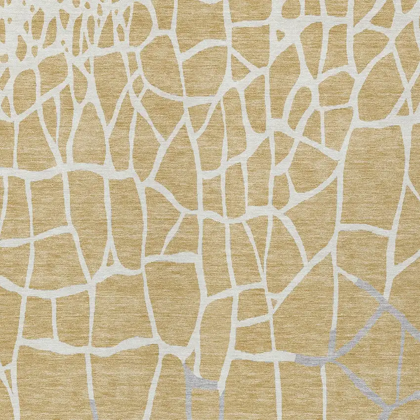 Gold And Beige Abstract Washable Indoor Outdoor Area Rug Photo 5