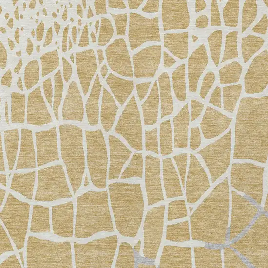 Gold And Beige Abstract Washable Indoor Outdoor Area Rug Photo 5