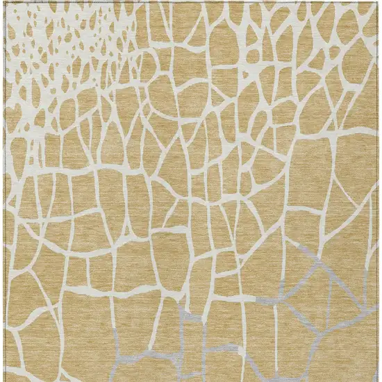 Gold And Beige Abstract Washable Indoor Outdoor Area Rug Photo 6