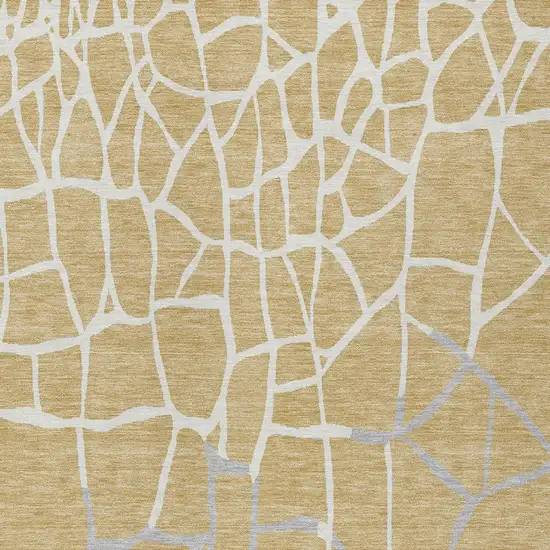 Gold And Beige Abstract Washable Indoor Outdoor Area Rug Photo 5
