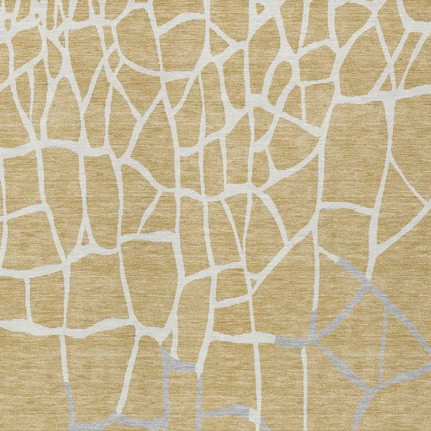 Gold And Beige Abstract Washable Indoor Outdoor Area Rug Photo 5