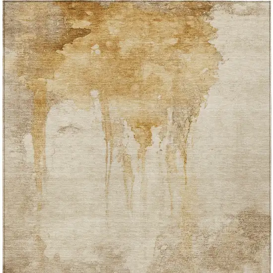 Gold And Beige Abstract Washable Indoor Outdoor Area Rug Photo 9
