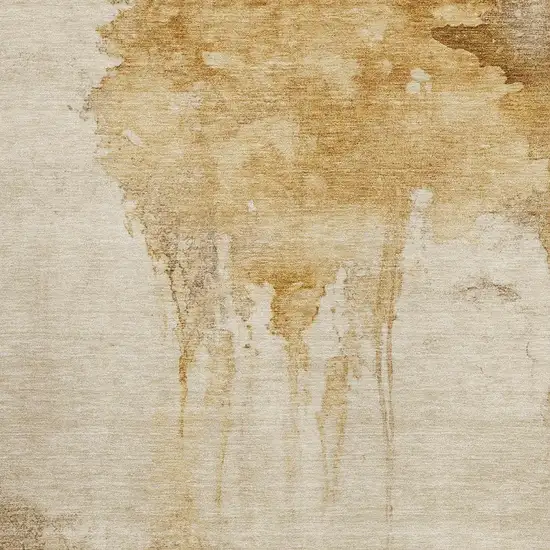 Gold And Beige Abstract Washable Indoor Outdoor Area Rug Photo 3