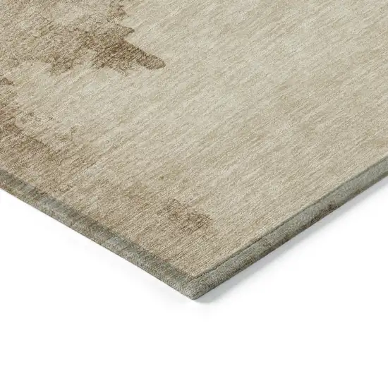 Gold And Beige Abstract Washable Indoor Outdoor Area Rug Photo 7