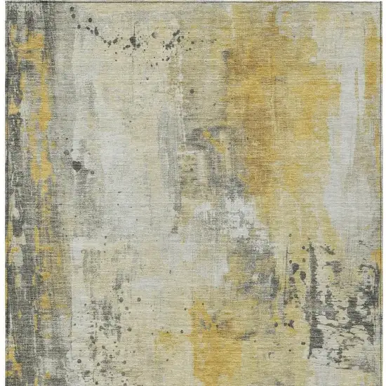 Gold And Beige Abstract Washable Indoor Outdoor Area Rug Photo 4