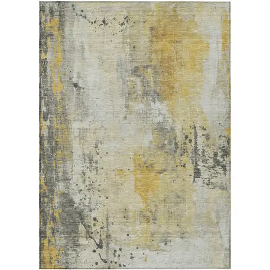 Gold And Beige Abstract Washable Indoor Outdoor Area Rug Photo 1