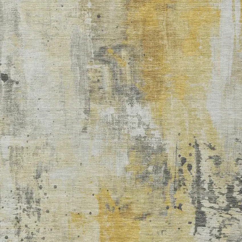 Gold And Beige Abstract Washable Indoor Outdoor Area Rug Photo 4