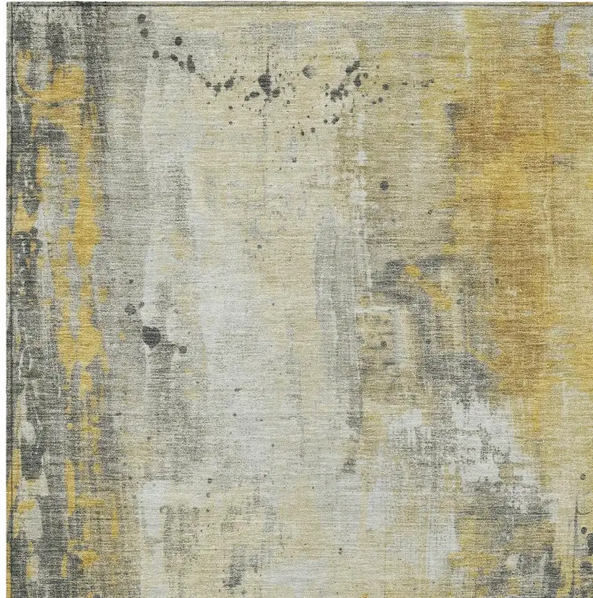 Gold And Beige Abstract Washable Indoor Outdoor Area Rug Photo 3