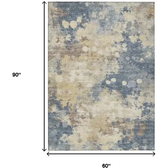 Gold And Beige Abstract Washable Indoor Outdoor Area Rug Photo 8