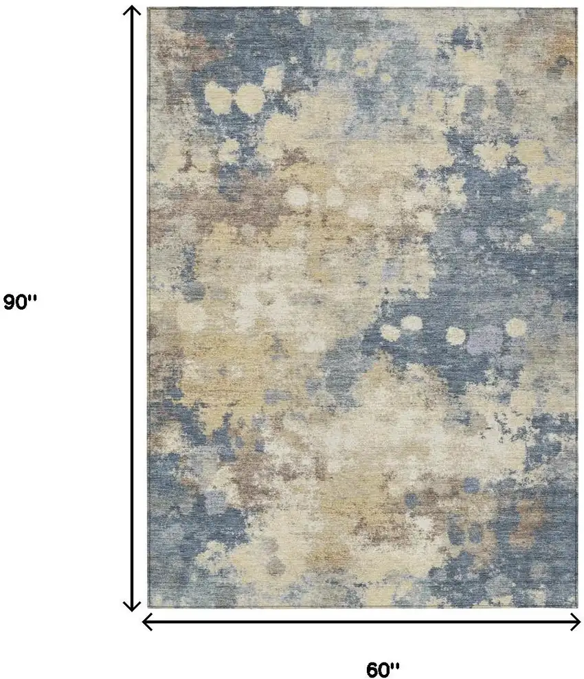 Gold And Beige Abstract Washable Indoor Outdoor Area Rug Photo 8
