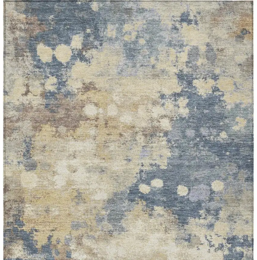 Gold And Beige Abstract Washable Indoor Outdoor Area Rug Photo 9