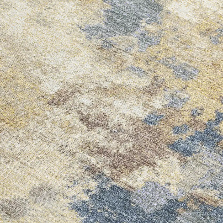 Gold And Beige Abstract Washable Indoor Outdoor Area Rug Photo 3
