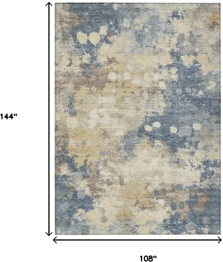 Gold And Beige Abstract Washable Indoor Outdoor Area Rug Photo 8