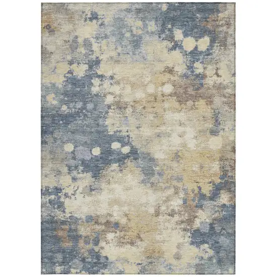 Gold And Beige Abstract Washable Indoor Outdoor Area Rug Photo 8