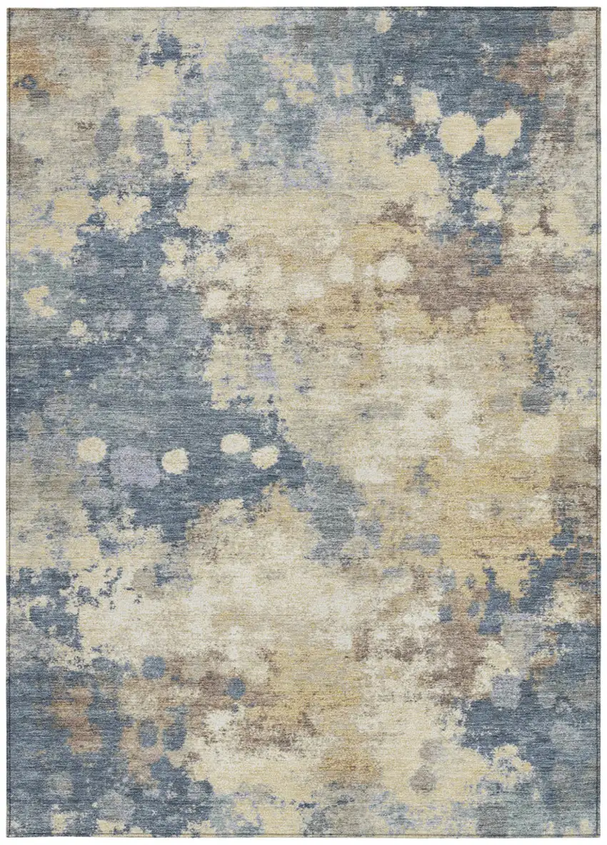 Gold And Beige Abstract Washable Indoor Outdoor Area Rug Photo 8