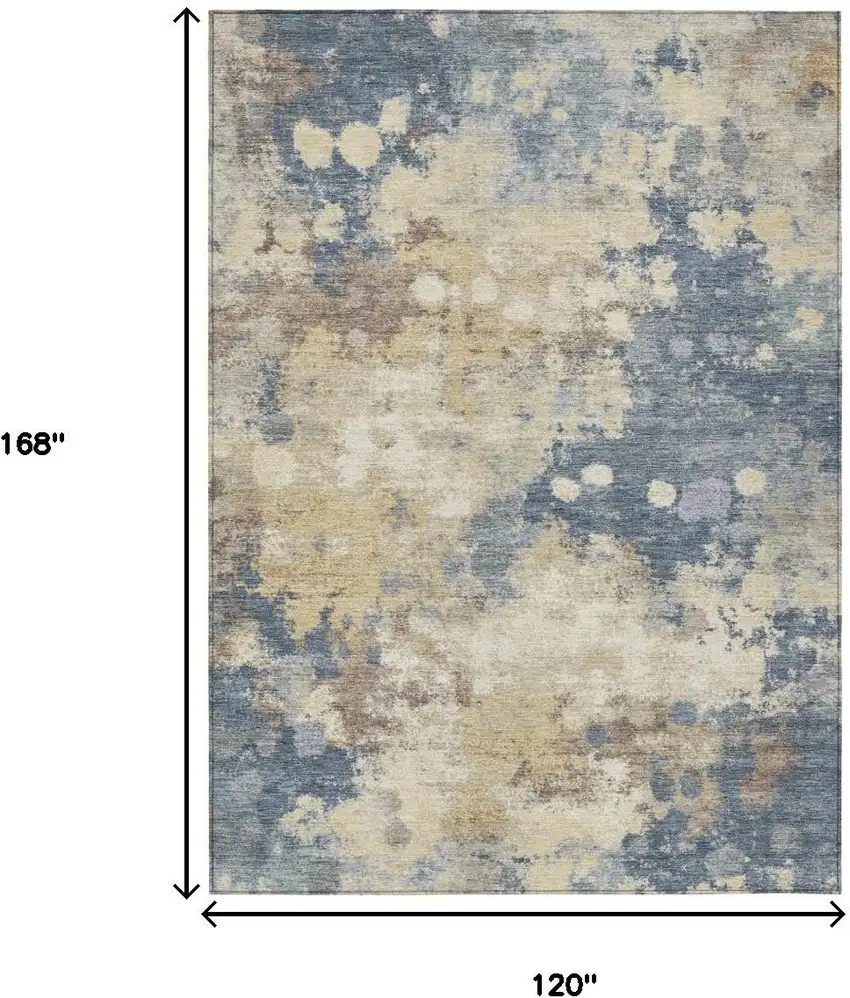 Gold And Beige Abstract Washable Indoor Outdoor Area Rug Photo 8