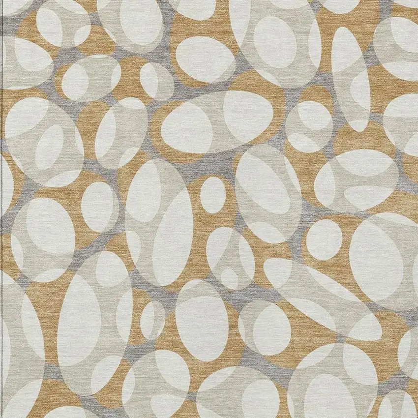 Gold And Beige Abstract Washable Indoor Outdoor Area Rug Photo 2