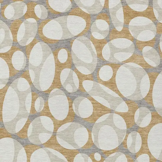 Gold And Beige Abstract Washable Indoor Outdoor Area Rug Photo 2