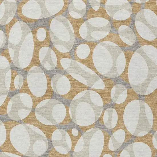 Gold And Beige Abstract Washable Indoor Outdoor Area Rug Photo 2
