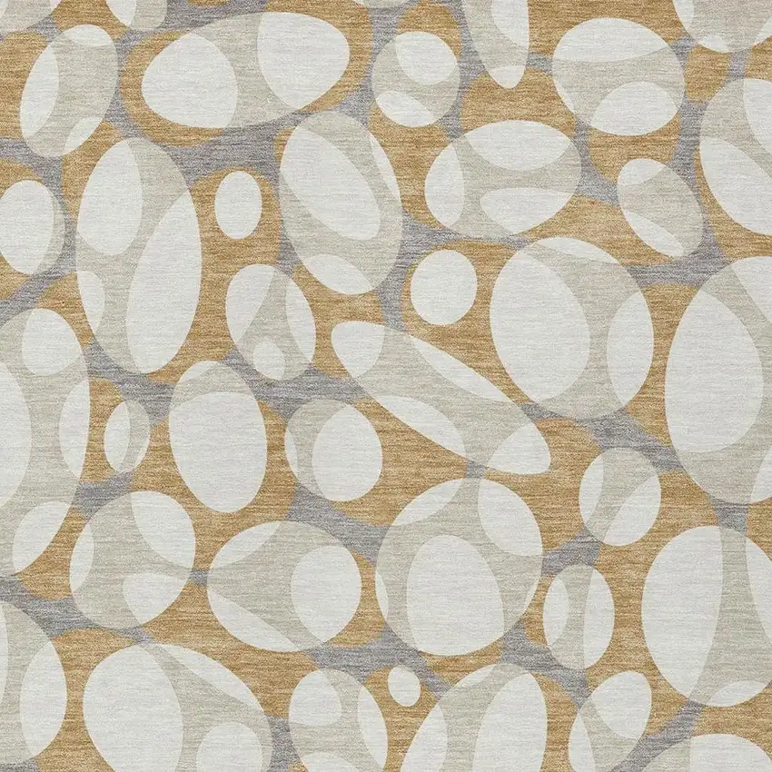 Gold And Beige Abstract Washable Indoor Outdoor Area Rug Photo 2