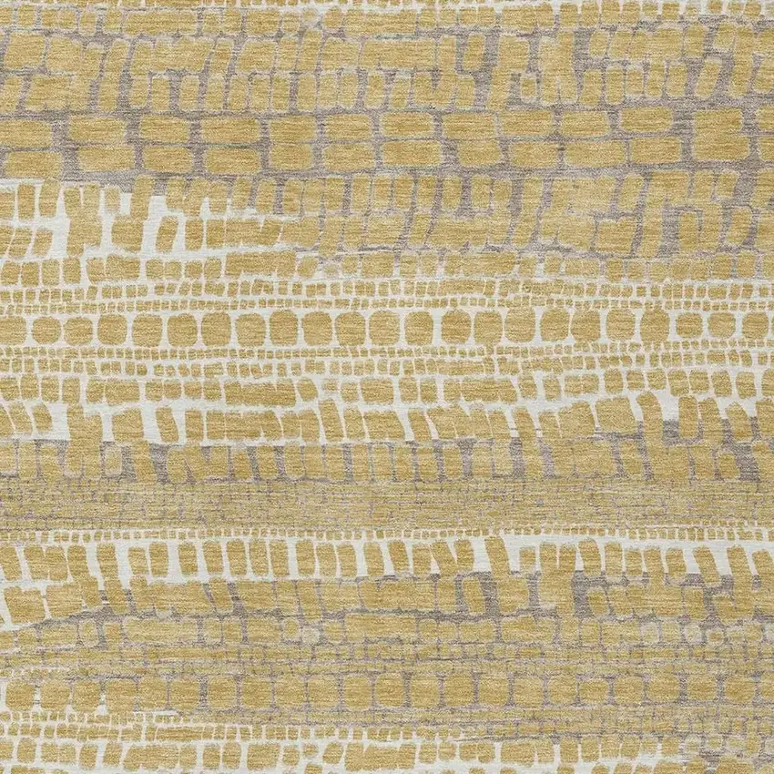Gold And Beige Abstract Washable Indoor Outdoor Area Rug Photo 2