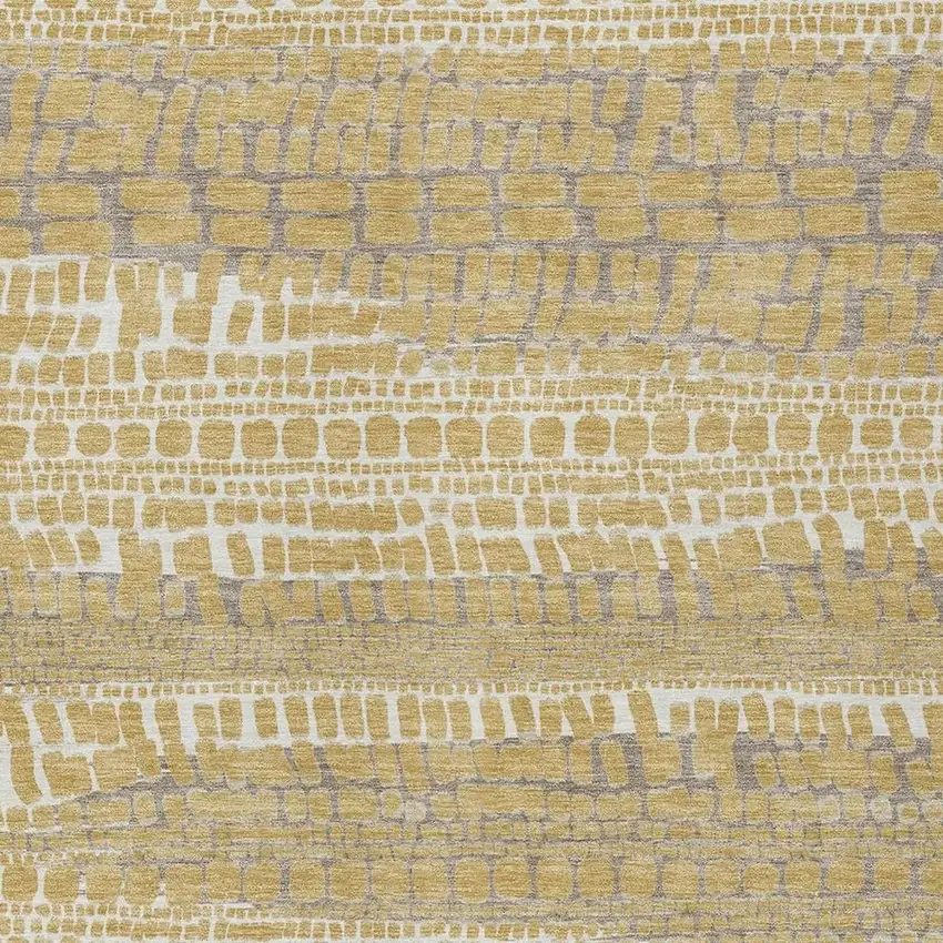 Gold And Beige Abstract Washable Indoor Outdoor Area Rug Photo 2