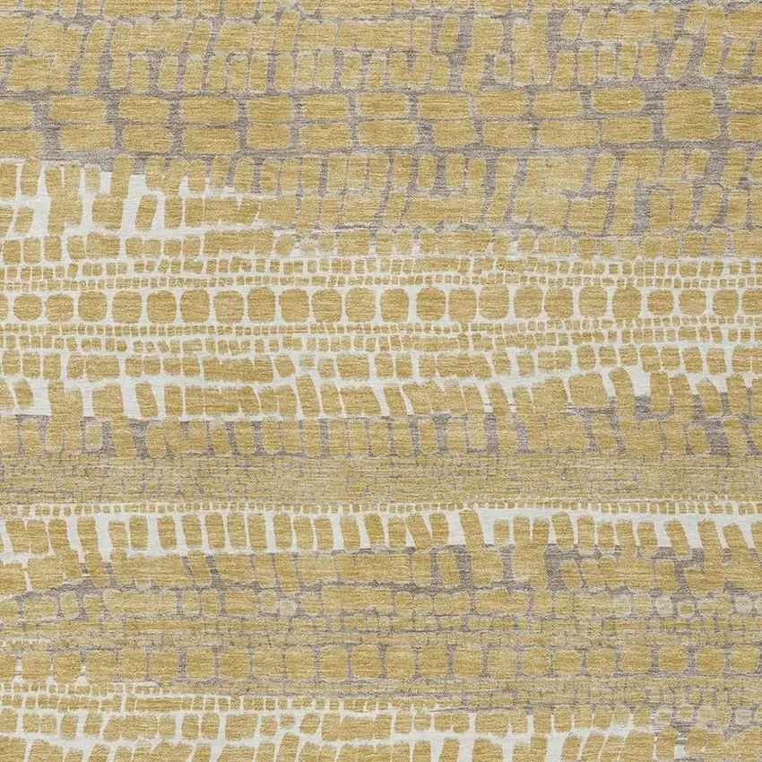 Gold And Beige Abstract Washable Indoor Outdoor Area Rug Photo 2