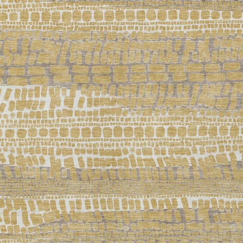 Gold And Beige Abstract Washable Indoor Outdoor Area Rug Photo 2
