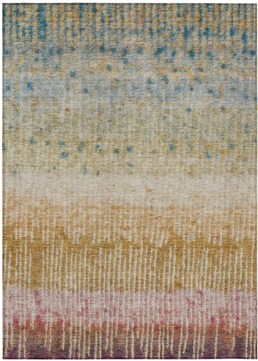 Gold And Beige Abstract Washable Indoor Outdoor Area Rug Photo 2
