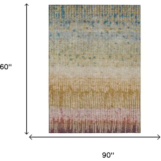 Gold And Beige Abstract Washable Indoor Outdoor Area Rug Photo 5