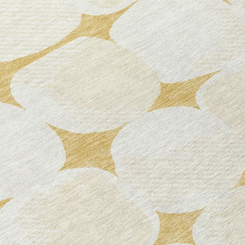 Gold And Beige Abstract Washable Indoor Outdoor Area Rug Photo 6