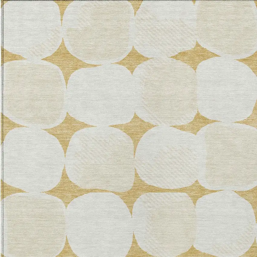 Gold And Beige Abstract Washable Indoor Outdoor Area Rug Photo 6