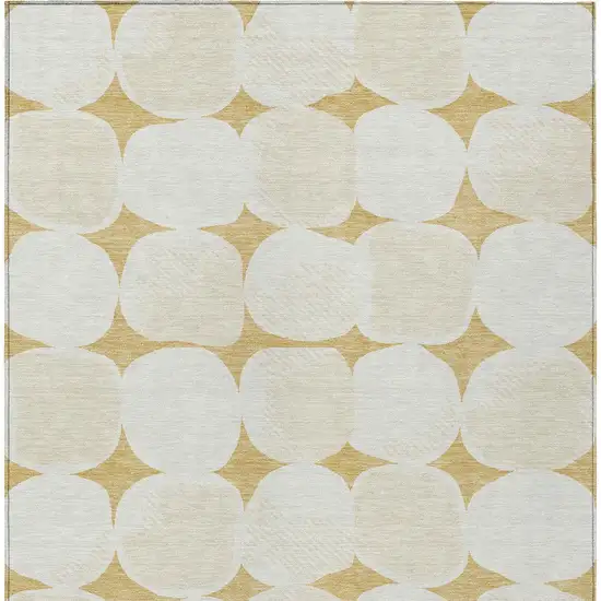 Gold And Beige Abstract Washable Indoor Outdoor Area Rug Photo 8