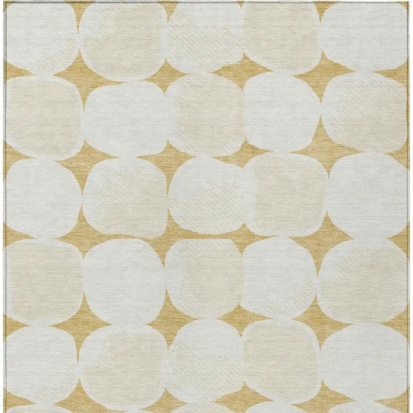Gold And Beige Abstract Washable Indoor Outdoor Area Rug Photo 8