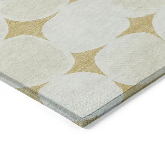 Gold And Beige Abstract Washable Indoor Outdoor Area Rug Photo 4