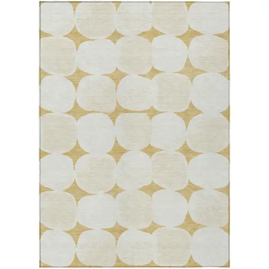 Gold And Beige Abstract Washable Indoor Outdoor Area Rug Photo 2