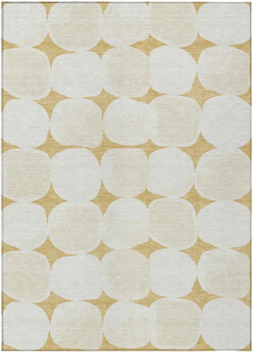 Gold And Beige Abstract Washable Indoor Outdoor Area Rug Photo 2